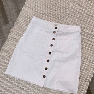 J. Crew white jean mini button skirt